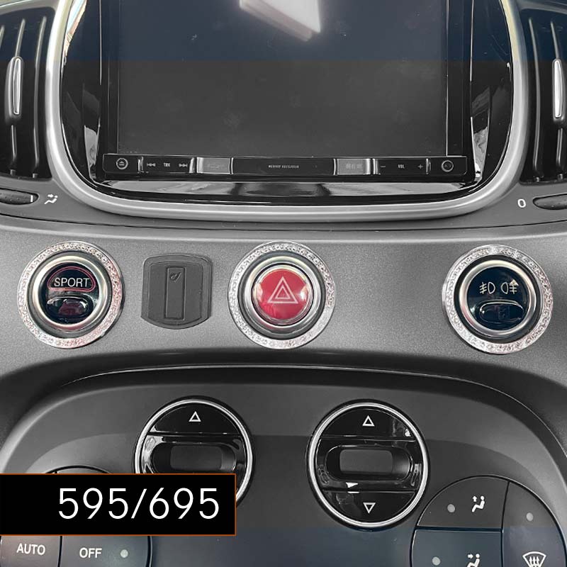 ABARTH F595 F695 ハザードリングセット クリスタル 3pcs アバルト SPORT ランプ アクセサリー インテリア 内装 カスタム