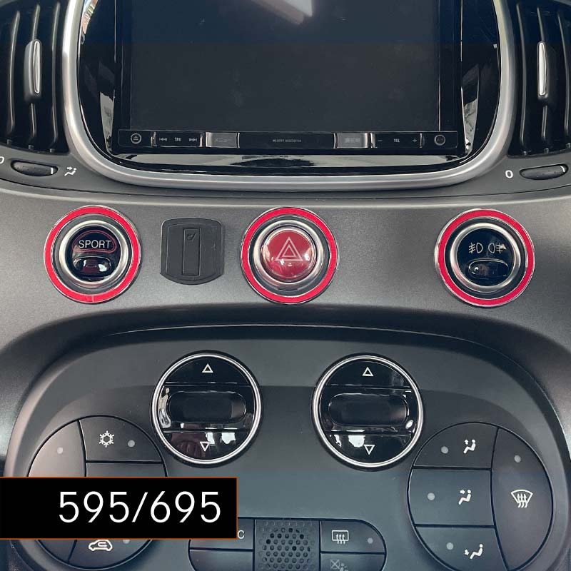 ABARTH F595 F695 ハザードリングセット ロッソレッド 3pcs アバルト SPORT ランプ アクセサリー インテリア 内装 カスタム