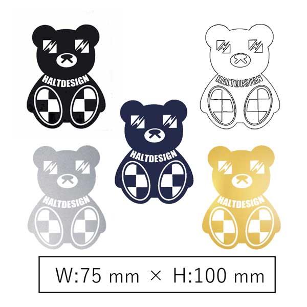 ハルトベア ステッカー Aタイプ Mサイズ 1pcs HALTBEAR 白 黒 ネイビー ゴールド シルバー 車用 シール ベアー ドレスアップ VW AUDI MINI 国産車 クマ かわいい