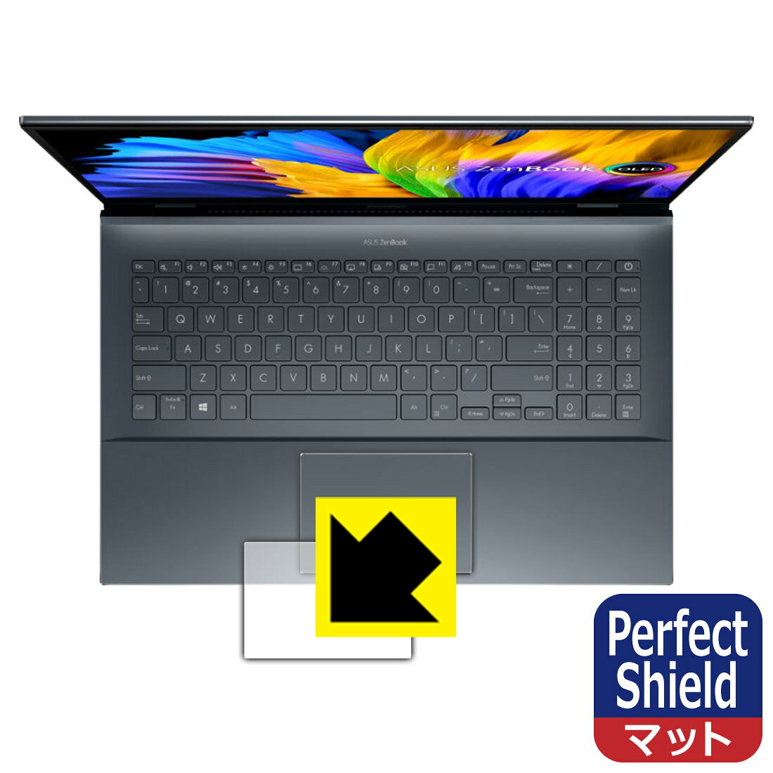 ●対応機種 : ASUS Zenbook Pro 15 OLED (UM535QA)●製品内容 : タッチパッド用1枚●「Perfect Shield」は画面の反射を抑え、指のすべりもなめらかな指紋や皮脂汚れがつきにくい『アンチグレアタイプ(非光沢)の保護フィルム』●安心の国産素材を使用。日本国内の自社工場で製造し出荷しています。【ポスト投函送料無料】商品は【ポスト投函発送 (追跡可能メール便)】で発送します。お急ぎ、配達日時を指定されたい方は以下のクーポンを同時購入ください。【お急ぎ便クーポン】　プラス110円(税込)で速達扱いでの発送。お届けはポストへの投函となります。【配達日時指定クーポン】　プラス550円(税込)で配達日時を指定し、宅配便で発送させていただきます。【お急ぎ便クーポン】はこちらをクリック【配達日時指定クーポン】はこちらをクリック 　 表面に微細な凹凸を作ることにより、外光を乱反射させギラツキを抑える「アンチグレア加工」がされております。 屋外での太陽光の映り込み、屋内でも蛍光灯などの映り込みが気になるシーンが多い方におすすめです。 また、指紋がついた場合でも目立ちにくいという特長があります。 指滑りはさらさらな使用感でストレスのない操作・入力が可能です。 ハードコート加工がされており、キズや擦れに強くなっています。簡単にキズがつかず長くご利用いただけます。 反射防止のアンチグレア加工で指紋が目立ちにくい上、表面は防汚コーティングがされており、皮脂や汚れがつきにくく、また、落ちやすくなっています。 接着面は気泡の入りにくい特殊な自己吸着タイプです。素材に柔軟性があり、貼り付け作業も簡単にできます。また、はがすときにガラス製フィルムのように割れてしまうことはありません。 貼り直しが何度でもできるので、正しい位置へ貼り付けられるまでやり直すことができます。 最高級グレードの国産素材を日本国内の弊社工場で加工している完全な Made in Japan です。安心の品質をお届けします。 使用上の注意 ●本製品は機器の画面をキズなどから保護するフィルムです。他の目的にはご使用にならないでください。 ●本製品は液晶保護および機器本体を完全に保護することを保証するものではありません。機器の破損、損傷、故障、その他損害につきましては一切の責任を負いかねます。 ●製品の性質上、画面操作の反応が変化したり、表示等が変化して見える場合がございます。 ●貼り付け作業時の失敗(位置ズレ、汚れ、ゆがみ、折れ、気泡など)および取り外し作業時の破損、損傷などについては、一切の責任を負いかねます。 ●水に濡れた状態でのご使用は吸着力の低下などにより、保護フィルムがはがれてしまう場合がございます。防水対応の機器でご使用の場合はご注意ください。 ●アルコール類やその他薬剤を本製品に付着させないでください。表面のコーティングや吸着面が変質するおそれがあります。 ●品質向上のため、仕様などを予告なく変更する場合がございますので、予めご了承ください。