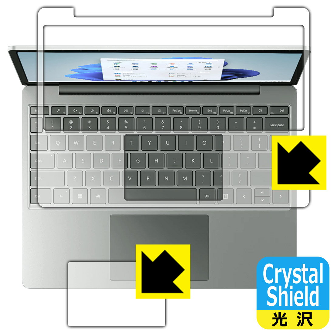 Crystal Shield【 光沢 】保護フィルム Surface Laptop Go 2 (2022年6月発売モデル) トラックパッド用・パームレスト用 日本製 自社製造直販