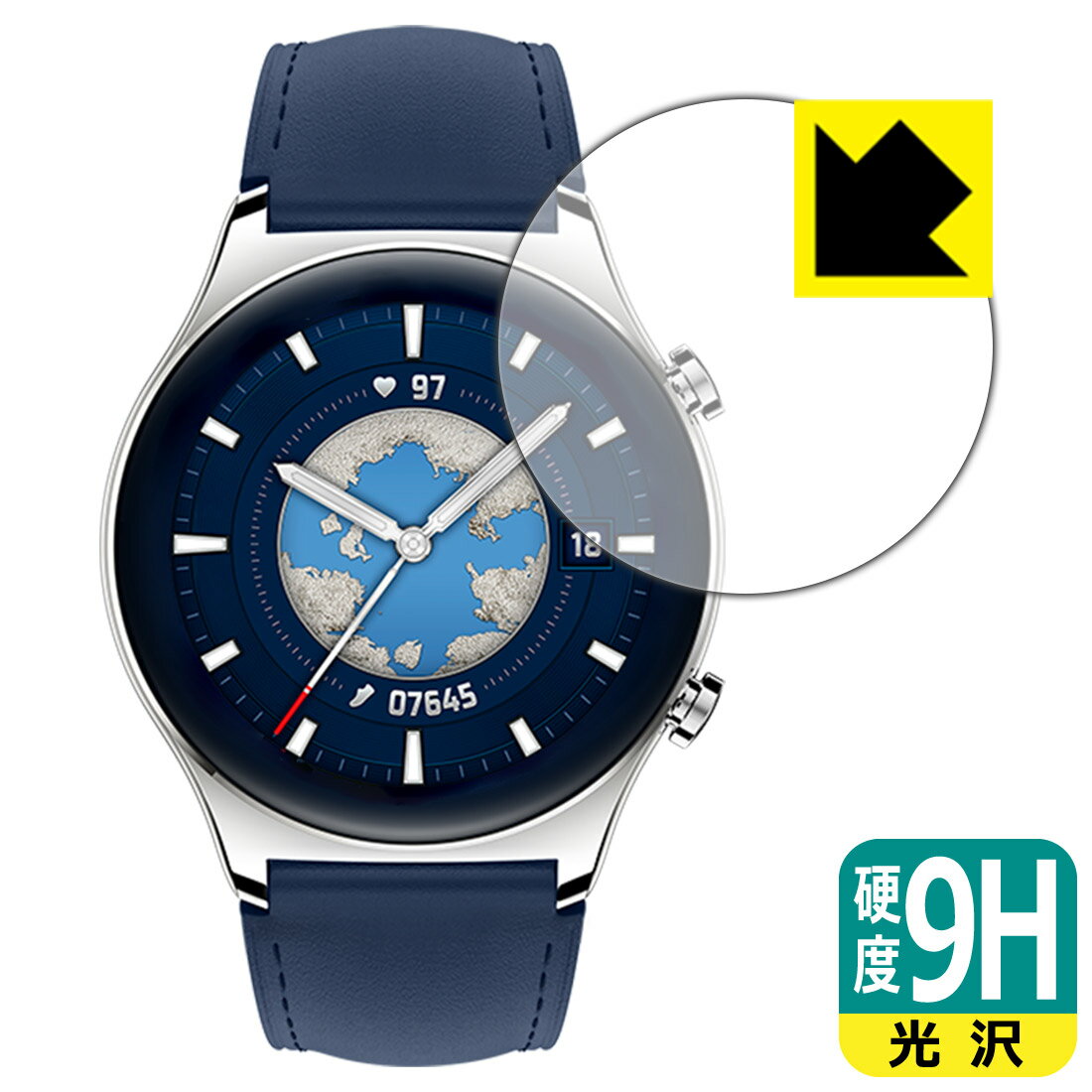 9H高硬度【 光沢 】保護フィルム Honor Watch GS 3 日本製 自社製造直販