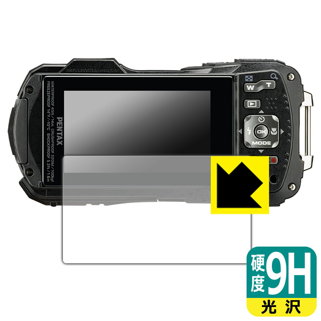 対応機種●対応機種 : RICOH コンパクトデジタルカメラ PENTAX WG-90専用の商品です。 (リコー ペンタックス)●製品内容 : 画面用フィルム1枚・クリーニングワイプ1個●柔軟性があり、ガラスフィルムのように衝撃を受けても割れない！スリキズ防止にもなる『9H高硬度(光沢)の保護フィルム』●安心の国産素材を使用。日本国内の自社工場で製造し出荷しています。 ★貼り付け失敗交換サービス対象商品★ 国内自社工場製造・発送だからできる 安心の製品保証とサポート ■製品保証 お届けした製品が誤っていたり、不具合があった場合などには、お届けから1ヶ月以内にメールにてお問い合わせください。交換等対応させていただきます。[キャンセル・返品（返金・交換）について] ■■貼り付け失敗時の交換サービス■■貼り付けに失敗しても1回だけ無償交換ができます。(失敗したフィルムをお送りいただき、新品に無償交換します。往復の送料のみお客様にご負担をお願いいたします。詳しくは製品に同封の紙をご確認ください) ■■保護フィルム貼り付け代行サービス■■保護フィルムの貼り付け作業に自信がない方には、PDA工房で貼り付け作業を代行いたします。(PDA工房の保護フィルムのみが対象です。詳しくは製品に同封の紙をご確認ください) 9H高硬度【光沢】保護フィルム 素材説明 ■表面硬度 9Hなのにしなやかなフィルム表面硬度はガラスフィルムと同等の9Hですが、しなやかな柔軟性がある「超ハードコートPETフィルム」なので衝撃を受けても割れません。厚みも一般的なガラスフィルムより薄い約0.2mmでタッチ操作の感度も良好です。(※1)※フィルムの性能（表面硬度 9H）は世界的な規模の検査/認証機関で試験されております。■高級感あふれる光沢と画質を損なわない透明度！貼っていることを意識させないほどの高い透明度に、高級感あふれる光沢・クリアな仕上げとなります。動画視聴や画像編集など、機器本来の発色を重視したい方におすすめです。■フッ素加工で汚れがつきにくく、指滑りもなめらか！表面はフッ素コーティングがされており、皮脂や汚れがつきにくく、また、落ちやすくなっています。指滑りもなめらかで、快適な使用感です。■気泡の入りにくい特殊な自己吸着タイプ接着面は気泡の入りにくい特殊な自己吸着タイプです。素材に柔軟性があり、貼り付け作業も簡単にできます。また、はがすときにガラス製フィルムのように割れてしまうことはありません。貼り直しが何度でもできるので、正しい位置へ貼り付けられるまでやり直すことができます。■安心の日本製最高級グレードの国産素材を日本国内の弊社工場で加工している完全な Made in Japan です。安心の品質をお届けします。※1「表面硬度 9H」の表示は素材として使用しているフィルムの性能です。機器に貼り付けた状態の測定結果ではありません。 【ポスト投函送料無料】商品は【ポスト投函発送 (追跡可能メール便)】で発送します。お急ぎ、配達日時を指定されたい方は以下のクーポンを同時購入ください。【お急ぎ便クーポン】　プラス110円(税込)で速達扱いでの発送。お届けはポストへの投函となります。【配達日時指定クーポン】　プラス550円(税込)で配達日時を指定し、宅配便で発送させていただきます。【お急ぎ便クーポン】はこちらをクリック【配達日時指定クーポン】はこちらをクリック