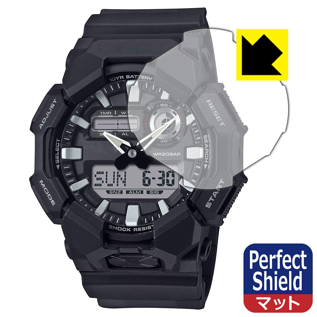 対応機種●対応機種 : CASIO G-SHOCK ANALOG-DIGITAL GA-010 シリーズ (GA-010 / GA-010CE / GA-010GB / GA-010GGB) 専用の商品です。●製品内容 : 風防用フィルム1枚・クリーニングワイプ1個●「Perfect Shield」は画面の反射を抑え、指のすべりもなめらかな指紋や皮脂汚れがつきにくい『アンチグレアタイプ(非光沢)の保護フィルム』●安心の国産素材を使用。日本国内の自社工場で製造し出荷しています。 ★貼り付け失敗交換サービス対象商品★ 国内自社工場製造・発送だからできる 安心の製品保証とサポート ■製品保証 お届けした製品が誤っていたり、不具合があった場合などには、お届けから1ヶ月以内にメールにてお問い合わせください。交換等対応させていただきます。[キャンセル・返品（返金・交換）について] ■■貼り付け失敗時の交換サービス■■貼り付けに失敗しても1回だけ無償交換ができます。(失敗したフィルムをお送りいただき、新品に無償交換します。往復の送料のみお客様にご負担をお願いいたします。詳しくは製品に同封の紙をご確認ください) ■■保護フィルム貼り付け代行サービス■■保護フィルムの貼り付け作業に自信がない方には、PDA工房で貼り付け作業を代行いたします。(PDA工房の保護フィルムのみが対象です。詳しくは製品に同封の紙をご確認ください) Perfect Shield【反射低減】保護フィルム 素材説明 ■画面の映り込みを抑える反射防止タイプ！表面に微細な凹凸を作ることにより、外光を乱反射させギラツキを抑える「アンチグレア加工」がされております。屋外での太陽光の映り込み、屋内でも蛍光灯などの映り込みが気になるシーンが多い方におすすめです。また、指紋がついた場合でも目立ちにくいという特長があります。■防指紋のハードコート！さらさらな指ざわり！指滑りはさらさらな使用感でストレスのない操作・入力が可能です。ハードコート加工がされており、キズや擦れに強くなっています。簡単にキズがつかず長くご利用いただけます。反射防止のアンチグレア加工で指紋が目立ちにくい上、表面は防汚コーティングがされており、皮脂や汚れがつきにくく、また、落ちやすくなっています。■気泡の入りにくい特殊な自己吸着タイプ接着面は気泡の入りにくい特殊な自己吸着タイプです。素材に柔軟性があり、貼り付け作業も簡単にできます。また、はがすときにガラス製フィルムのように割れてしまうことはありません。貼り直しが何度でもできるので、正しい位置へ貼り付けられるまでやり直すことができます。■安心の日本製最高級グレードの国産素材を日本国内の弊社工場で加工している完全な Made in Japan です。安心の品質をお届けします。 【ポスト投函送料無料】商品は【ポスト投函発送 (追跡可能メール便)】で発送します。お急ぎ、配達日時を指定されたい方は以下のクーポンを同時購入ください。【お急ぎ便クーポン】　プラス110円(税込)で速達扱いでの発送。お届けはポストへの投函となります。【配達日時指定クーポン】　プラス550円(税込)で配達日時を指定し、宅配便で発送させていただきます。【お急ぎ便クーポン】はこちらをクリック【配達日時指定クーポン】はこちらをクリック
