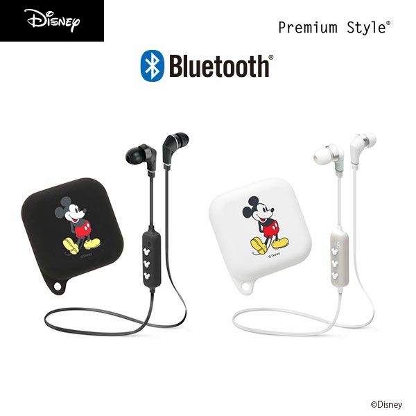 ディズニー キャラクター Bluetooth 4.1搭載 ワイヤレス ステレオ イヤホン シリコンポーチ付き【Disney ミッキー ミッキーマウス ブルートゥース ハンズフリー 着信 通話 音楽再生 スマホ カナル型 ホワイト ブラック リモコン テレワーク 在宅 お家時間 リモートワーク 】