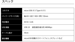 USBケーブル 通信 充電 USB Type-A micro USB コネクタ 0.5m 0.5メートル 50cm 50センチ 丸型 ブラック ホワイト ブルー ピンク グリーン 黒 白 青 緑 ケーブル USBA ユーエスビー TypeA タイプA タイプエー microUSB マイクロユーエスビー 2.4A 急速充電