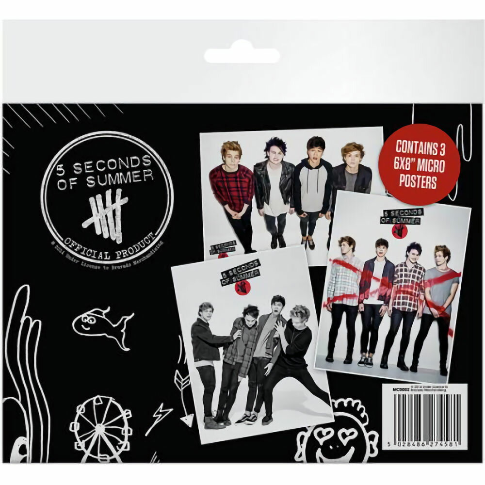 5 SECONDS OF SUMMER ե󥺥֥ޡ - ǡ5SOS MICRO POSTER 3祻å / ݥ ڸ / ե