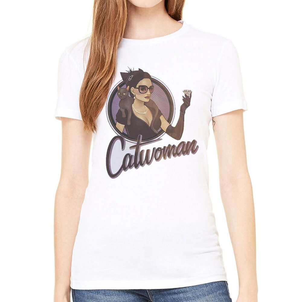 DC COMICS DCコミックス (2024年『JOKER』新作公開予定 ) - JUSTICE LEAGUE BOMBSHELL CATWOMAN BADGE / Tシャツ / レディース 【公式 / オフィシャル】