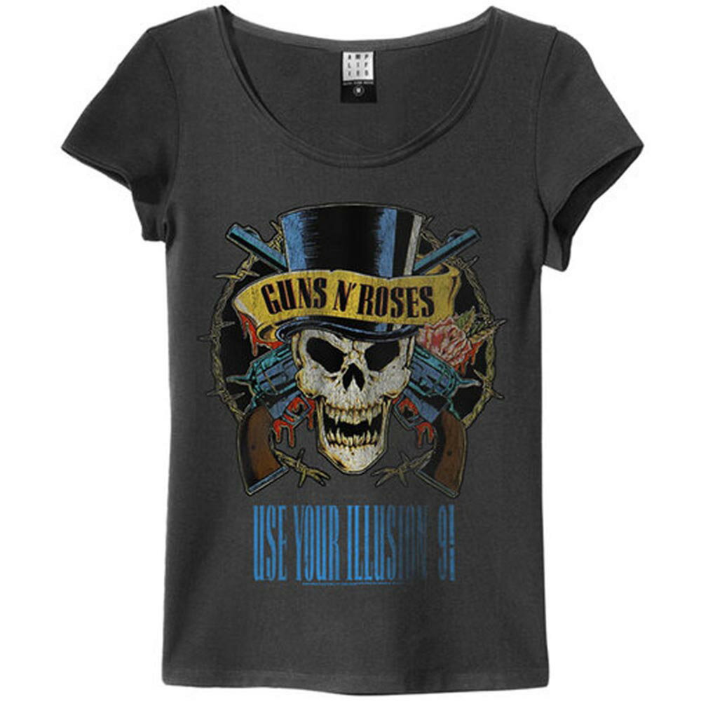 樂天商城 - GUNS N ROSES ガンズアンドローゼズ (デビュー 40周年 ) - USE YOUR ILLUSION / Amplified（ ブランド ） / Tシャツ / レディース 【公式 / オフィシャル】