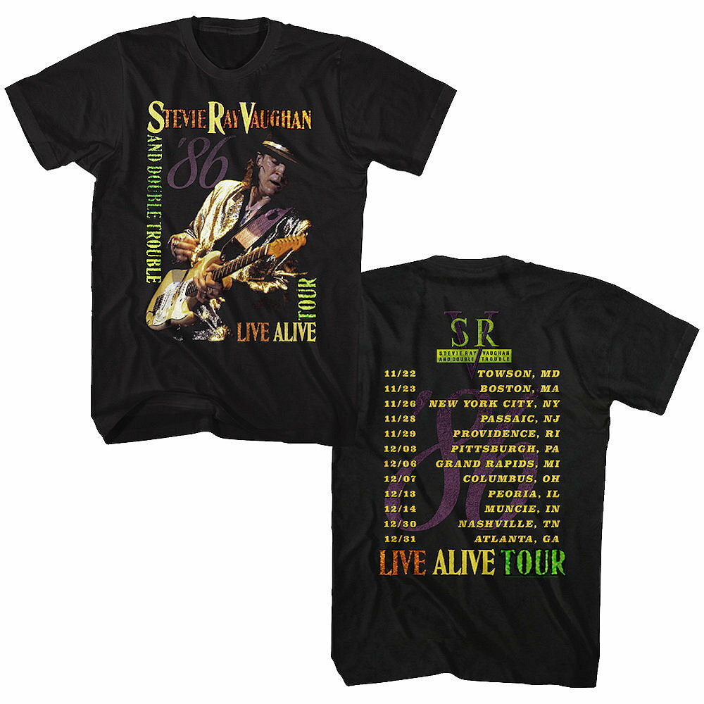 STEVIE RAY VAUGHAN スティーヴィーレイヴォーン - LIVE ALIVE TOUR / バックプリントあり / Tシャツ / メンズ 【公式 / オフィシャル】