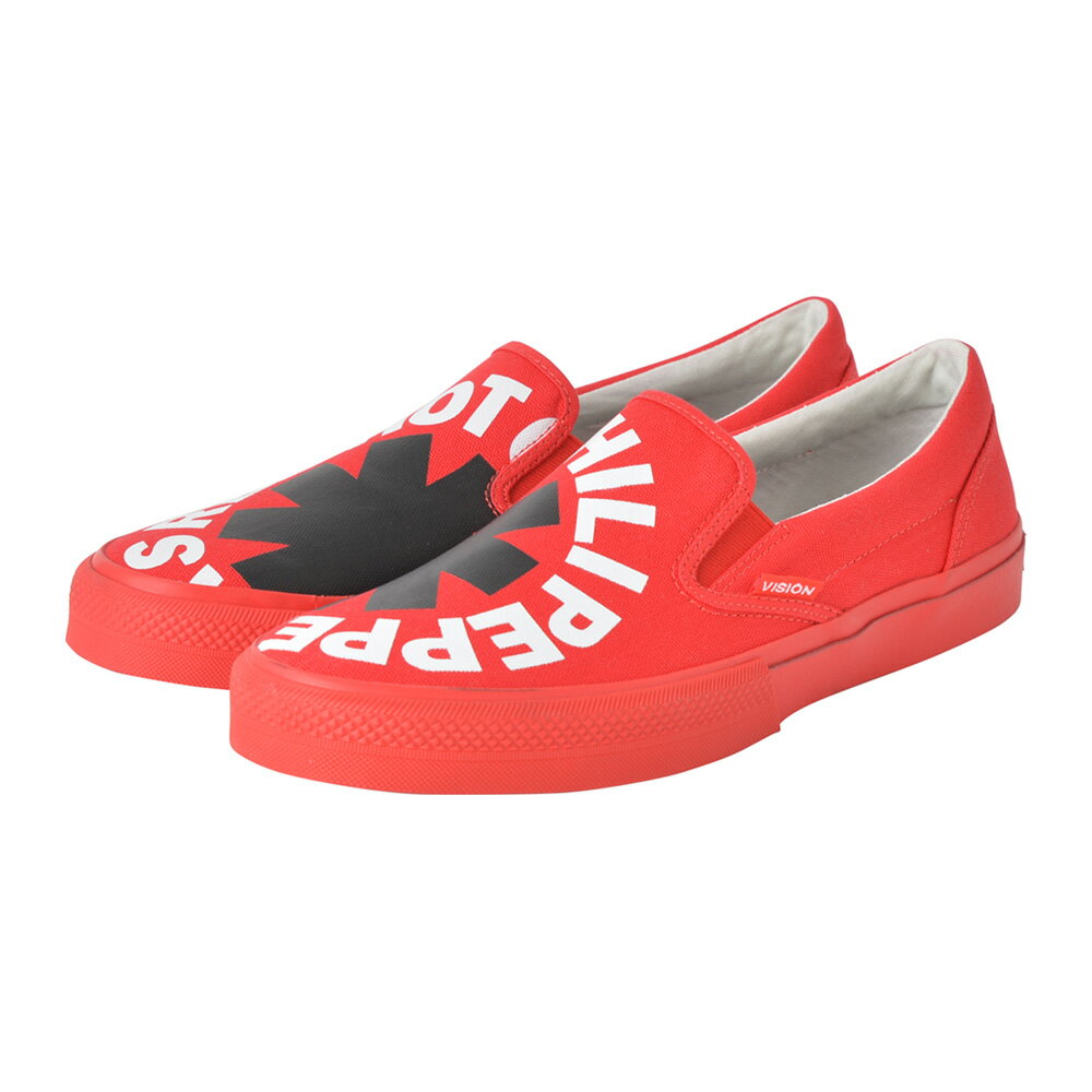 ビジョン RED HOT CHILI PEPPERS レッチリ (5月来日 ) - CANVAS SLIP-ON RHCP Red / VISION STREET WEAR（ブランド） / スニーカー / レディース 【公式 / オフィシャル】