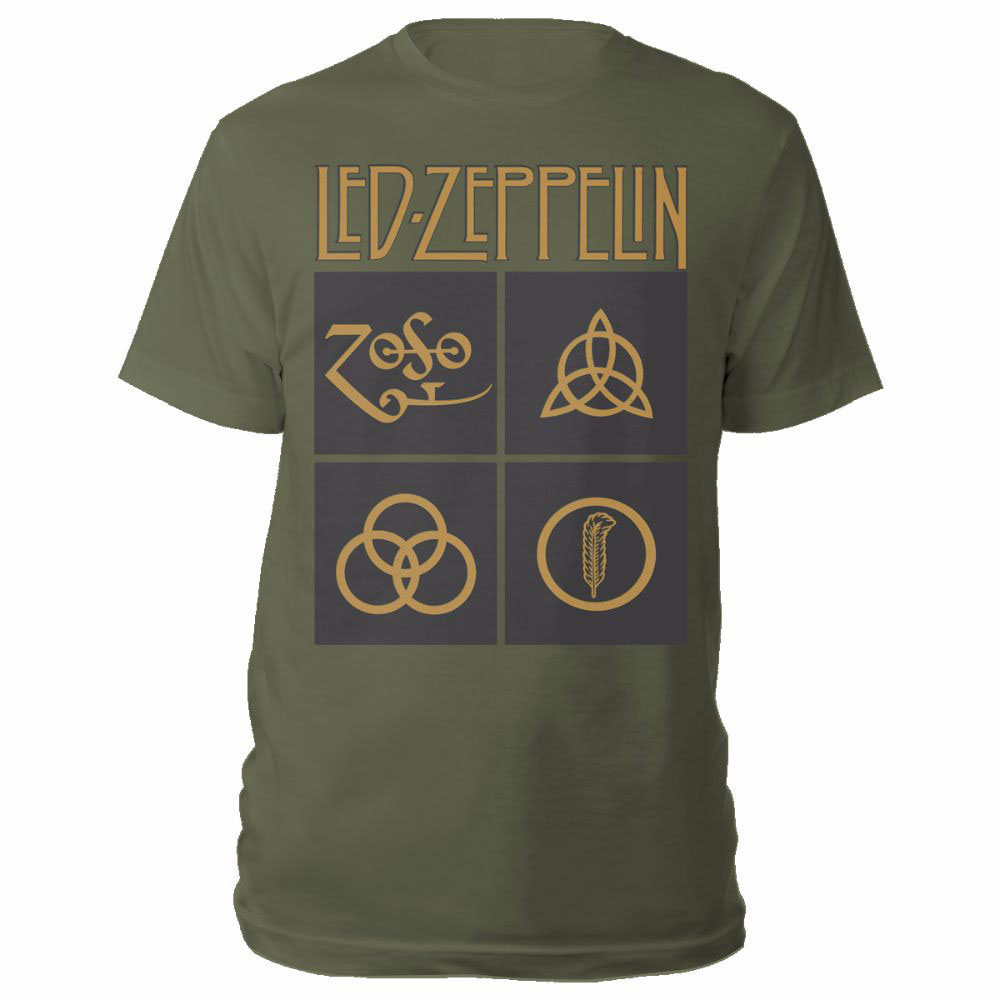 LED ZEPPELIN レッドツェッペリン (デビュー55周年記念 ) - Gold Symbols in Black Square / Tシャツ / メンズ 【公式 / オフィシャル】