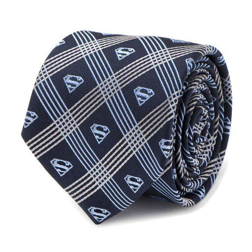 SUPERMAN スーパーマン - Shield Navy Plaid Tie / ネクタイ / メンズ 【公式 / オフィシャル】 SUPERMAN スーパーマン - Shield Navy Plaid Tie / ネクタイ / メンズ 【公式 / オフィシャル】