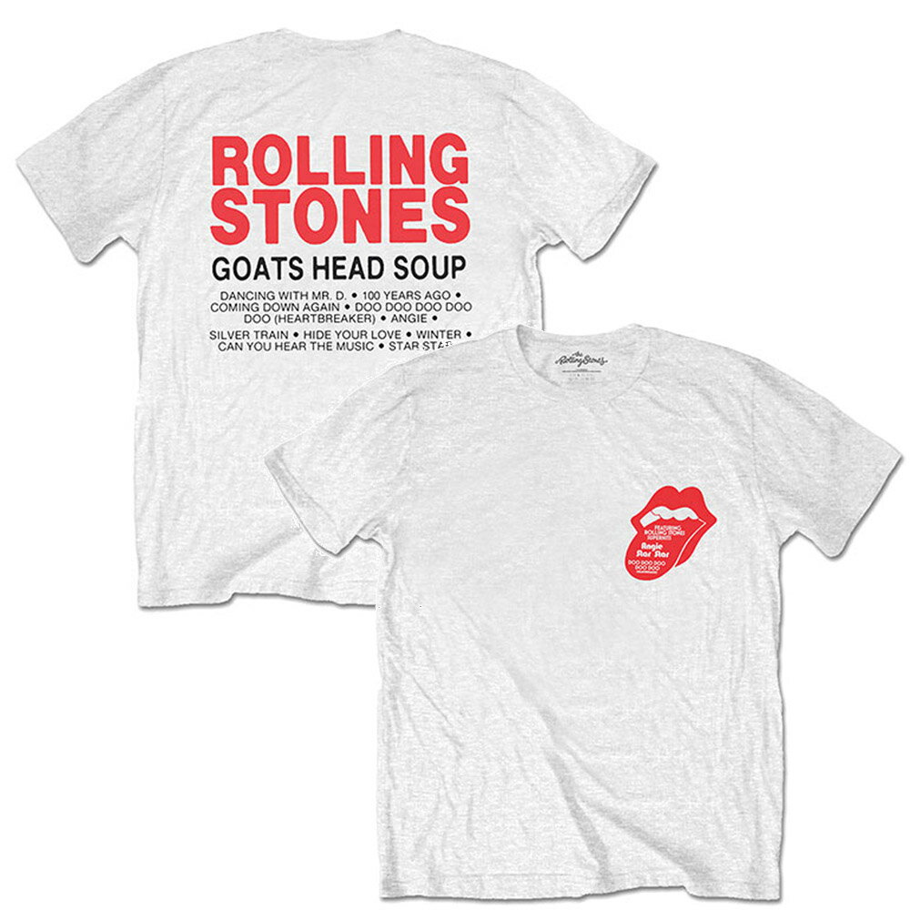 ROLLING STONES ローリングストーンズ (ブライアンジョーンズ追悼55周年 ) - Goat Head Soup Tracklist / バックプリントあり / Tシャツ / メンズ 【公式 / オフィシャル】