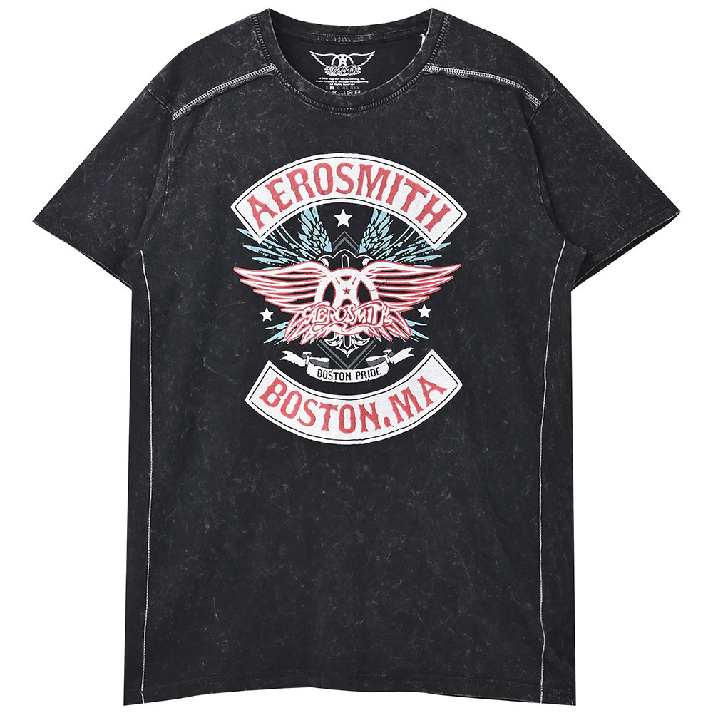 AEROSMITH エアロスミス - Boston Pride / Black Label（ブランド） / Snow Wash / Tシャツ / メンズ 