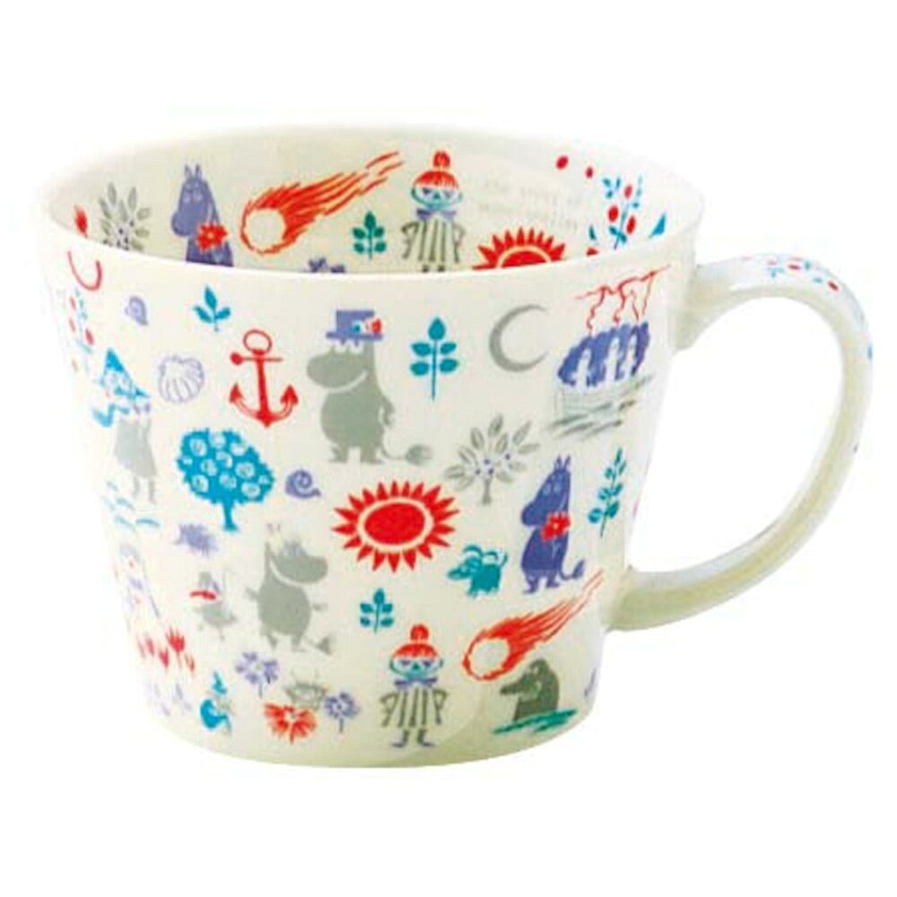 MOOMIN / ムーミン 公式スープマグ サイズ：直径10.5×高さ8.5 cm 容量(満水時）：350 ml 素材：磁器 カラー：マルチカラー 生産国：日本 ムーミンと仲間たちの可愛いスープマグ。 一般的なマグカップより大きいサイズなので、スープはもちろん、カフェオレやお茶などたくさん飲みたいときにも重宝します。 (C) Moomin Characters (TM) ムーミン / ミイ / スナフキンアニメ / キャラクター