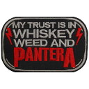 PANTERA 公式ワッペン カラー：ブラック×レッド サイズ：11 x 8.8cm 縫い付けタイプのワッペンです。 'Whiskey' のデザインモチーフが特徴です。 パンテラ / ヘヴィメタルミュージック / ヘヴィメタル