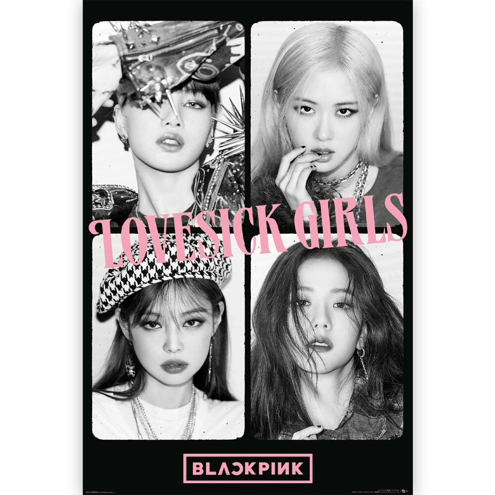 BLACKPINK公式 ポスター サイズ：61 x 91.5cm 'Lovesick Girls' のデザインモチーフが特徴です。 ブラックピンク / K-POP / ジス / ジェニー / ロゼ / リサ / ロックポスター / rock posterミュージック / ZMUSIC