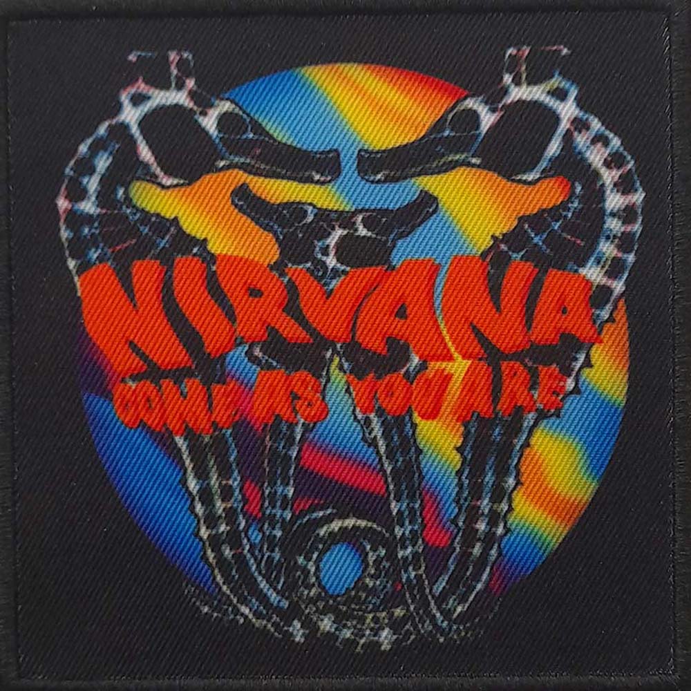 NIRVANA 公式ワッペン カラー：マルチカラー アイロンで接着が可能です。 縁取りに刺しゅうが施されています。 'Come As You Are' のデザインモチーフが特徴です。 カート・コバーン / カートコバーン / kurt cobainミュージック / ロック