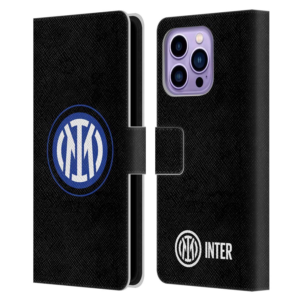 INTER MILAN インテルミラノ - Badge / Logo On Black レザー手帳型 / Apple iPhoneケース 【公式 / オフィシャル】