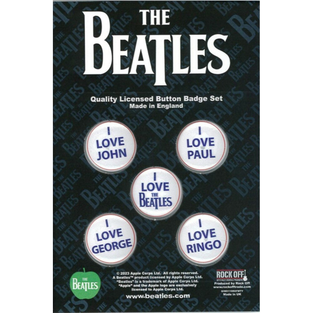 THE BEATLES ザ・ビートルズ ( ABBEY ROAD発売55周年記念 ) - I Love The Beatles / 5個セット / バッジ 【 公式 / オフィシャル 】