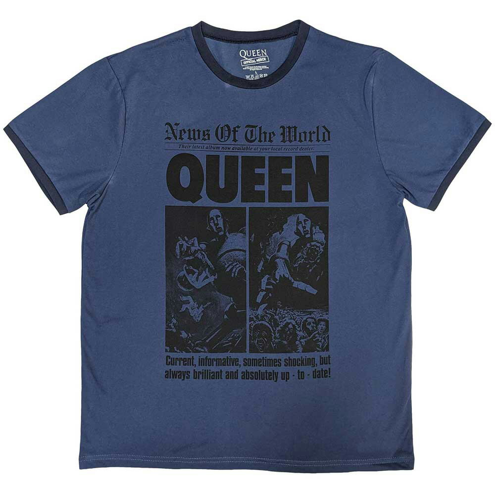 QUEEN クイーン - News of the World 40th Front Page / 半袖ラグラン / リンガー / Tシャツ / メンズ 【公式 / オフィシャル】