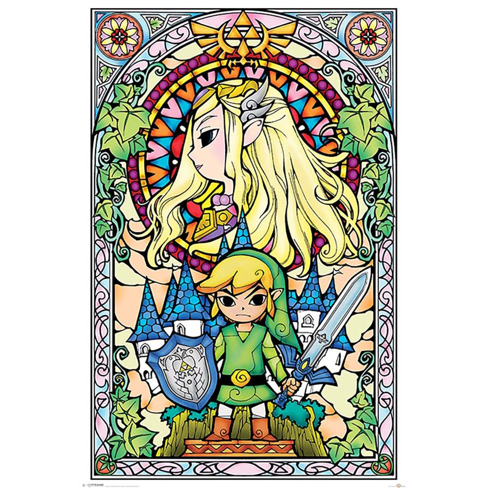 THE LEGEND OF ZELDA ゼルダの伝説 (40周年 ) - STAINED GLASS / ポスター 【公式 / オフィシャル】