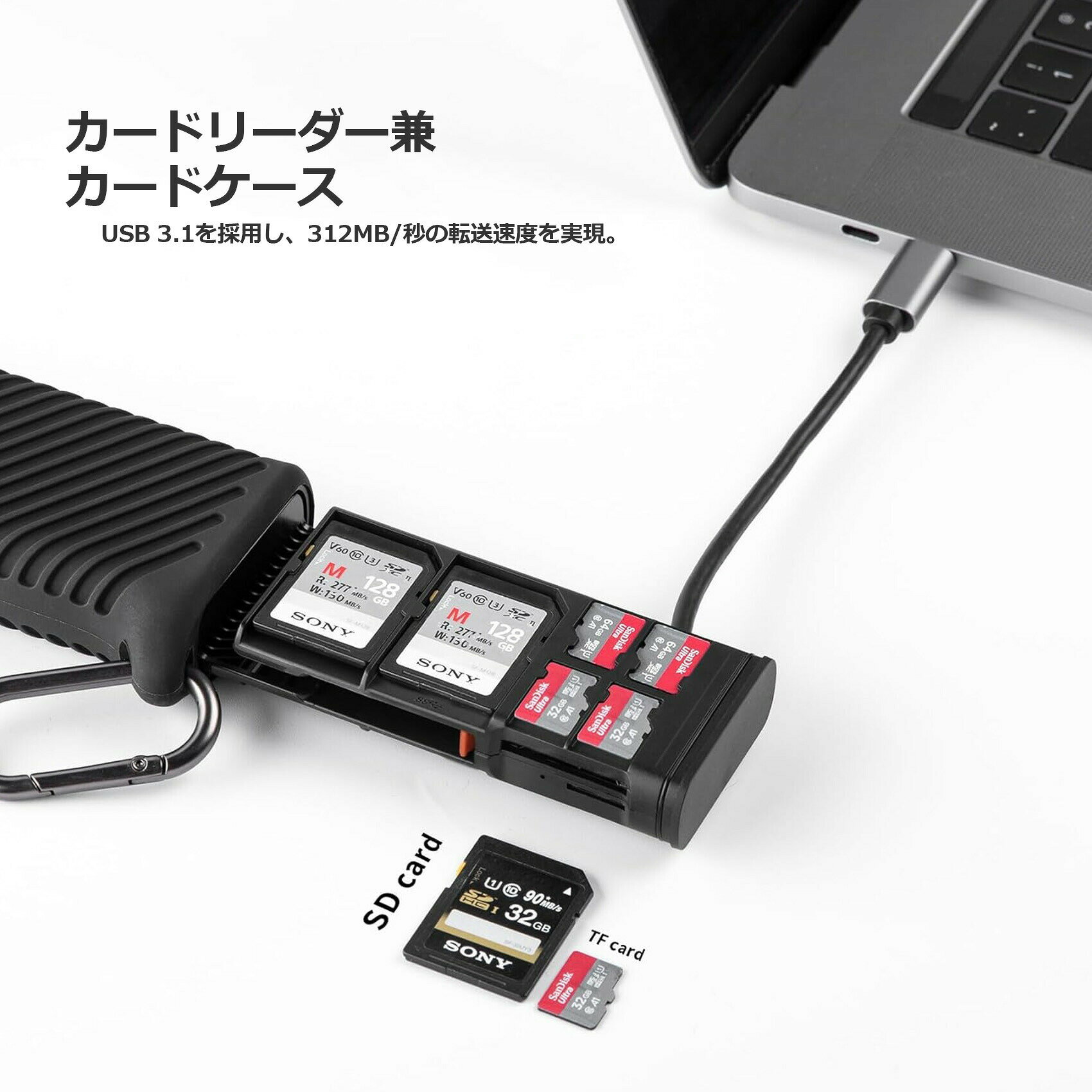 PGYTECH CreateMate 高速カードリーダー内蔵ケース SD/microSD SDカードリーダー S...