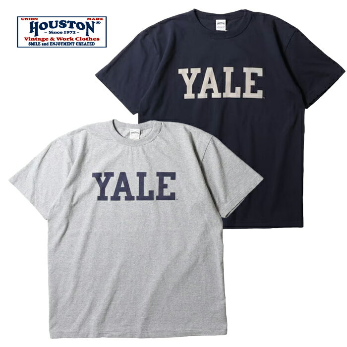 Rakuten - HOUSTON 22422 HOUSTON×YALE PRINT TEE【ヒューストン 22422 ヒューストン×YALEプリント半袖Tシャツ】メンズ レディース ミリタリー アウトドア カジュアル Tシャツ コットン100％ イエール YALEコラボ アメカジ ヴィンテージ カレッジT