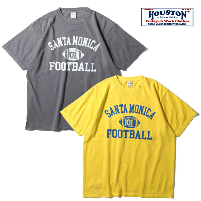 Rakuten - HOUSTON 22436 PIGMENT PRINT TEE(SANTA MONICA)【ヒューストン 22436 ピグメントプリント半袖Tシャツ】メンズ レディース ミリタリー アウトドア カジュアル Tシャツ ピグメント コットン100％ イエロー SANTA MONICA サンタモニカ アメカジ