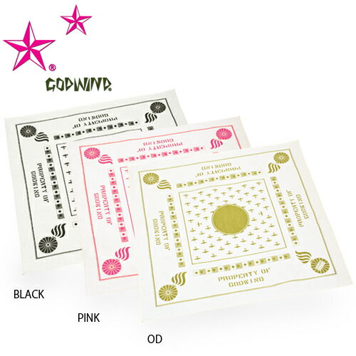 GODWIND スーベニア・バンダナ【ゴッドウインド Souvenir Bandana】メンズ ミリタリー アウトドア カジュアル キャンプ 登山 バイク ツーリング サイクリング ドライブ 日の丸 零戦 旭日旗 菊 お土産 カミカゼ プリント 防寒 防風 ハンカチ