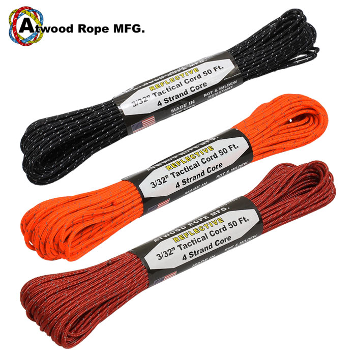 ATWOOD ROPE 4-STRAND 275 REFLECTIVE TACTICAL CORD ڥȥå  ե쥯ƥ ƥ ɡۥߥ꥿꡼ ȥɥ  ХХ륲 ƥ ٰ 2.4mm ꥫ֥å奯ե ޥƥ꡼