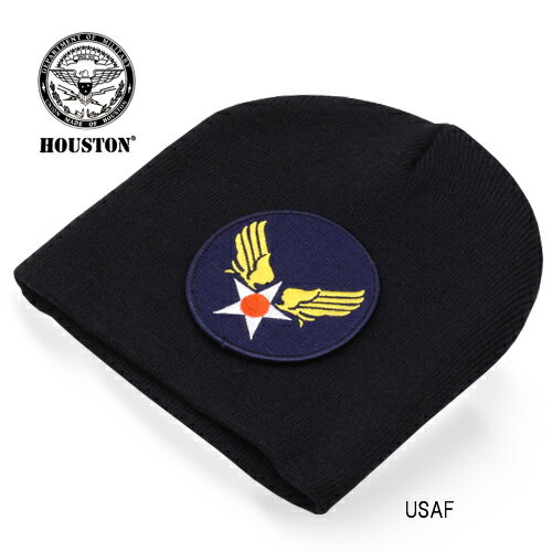 HOUSTON 6633 ワッペン ショートワッチキャップ【ヒューストン Patch Short watch cap】ミリタリー カジュアル アウトドア バイク ツーリング サイクリング アクリル 米軍 アメリカ 空軍 海軍 エアフォース ネイビー airforce navy ベルクロ パッチ