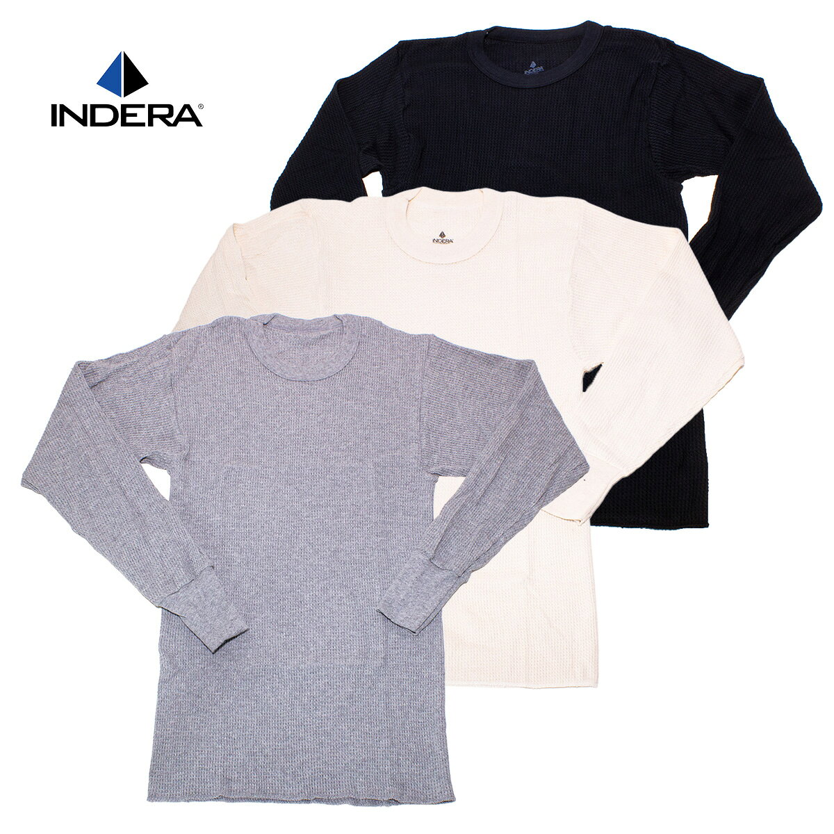 INDERA MILLS #839LS Men's Cotton Heavyweight Waffle Thermal Crew【インデラ ミルズ メンズ コットン ヘビーウェイト ワッフル サーマル クルー】ミリタリー アウトドア インナー 保温 長袖 防寒 ベースレイヤー