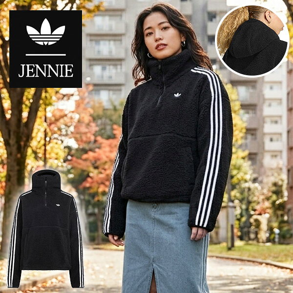 【動画あり】JENNIE ジェニー コラボ 2026秋冬新作 送料無料 アディダス レディース フリース パーカー adidas HOODED FLE JKT プルオーバー トレーナー フーディー フーディ ORIGINALS オリジナルス CC807