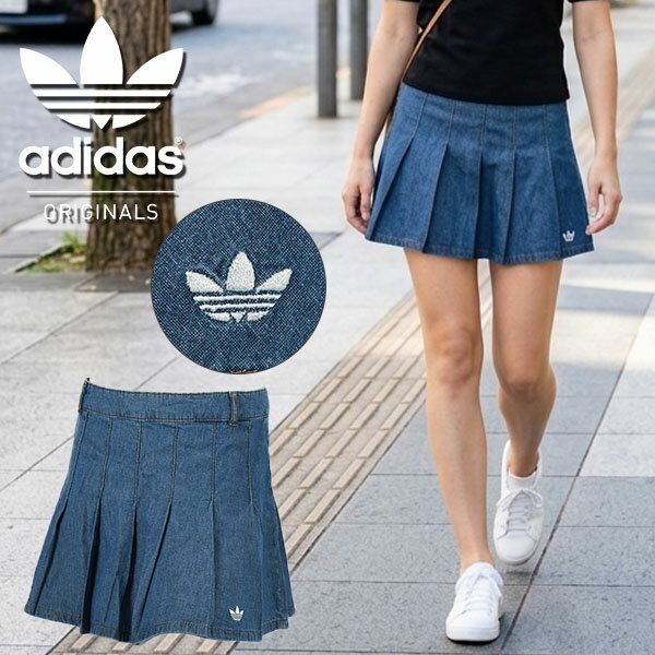 乐天商城 - 2026春夏新作 ネコポス発送！送料無料 アディダス レディース デニム スカート adidas DENIM PLEATED SKIRT ミニスカート ORIGINALS オリジナルス KA374