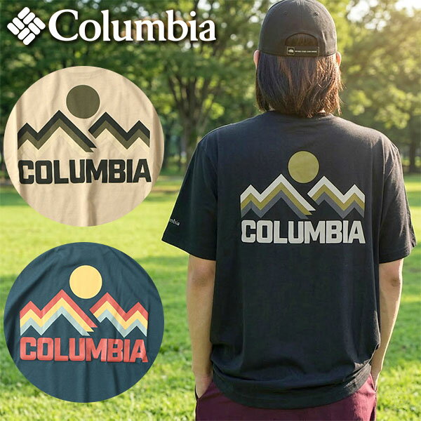 樂天商城 - ネコポス発送！送料無料 コロンビア 半袖Tシャツ Columbia メンズ レディース バックプリントCedar Trail Back Graphic Tee シダートレイルバックグラフィックTシャツ UVカット 吸湿速乾 AJ3185 2026春夏新作