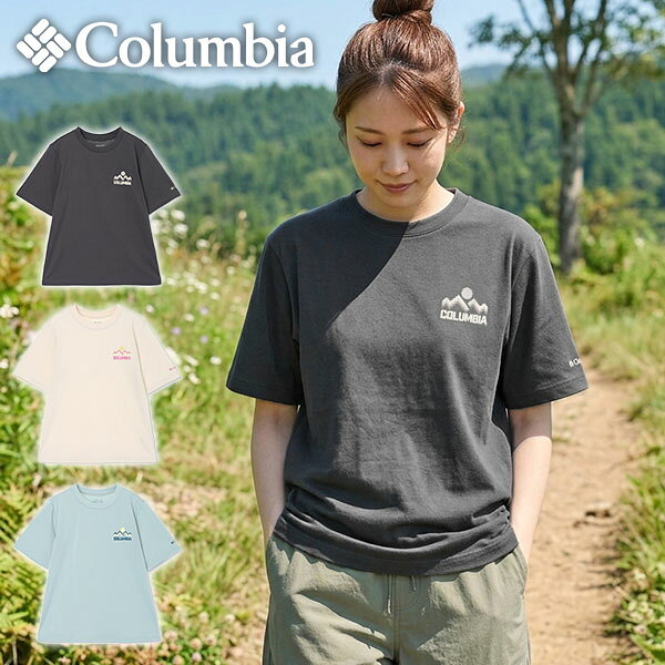 乐天商城 - ネコポス発送！送料無料 コロンビア 半袖Tシャツ レディース 吸湿速乾 UV 胸ロゴ Columbia シダー トレイル アウトドア グラフィック Tシャツ Cedar Trail Outdoor Graphic Tee pl1517 2026春夏新作