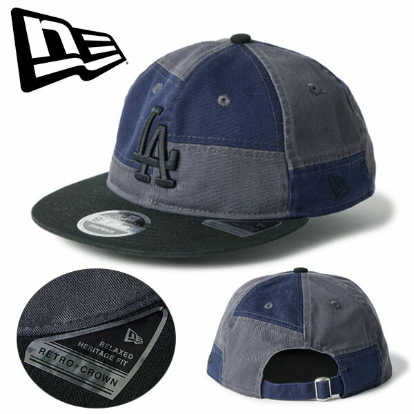 乐天商城 - 2026春夏新作 送料無料 ニューエラ パッチワーク キャップ NEW ERA Retro Crown 9FIFTY Patchwork メンズ レディース ユニセックス 帽子 CAP レトロクラウン LA ロサンゼルス ドジャース ダックキャンバス 9オンス