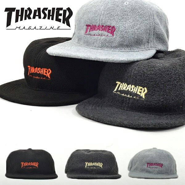 スラッシャー 帽子 メンズ 在庫処分品 現品限り 半額 53％off THRASHER スラッシャー キャップ CAP もこもこキャップ メンズ レディース ロゴ刺繍 キャップ 帽子 フラットバイザー アジャスタ