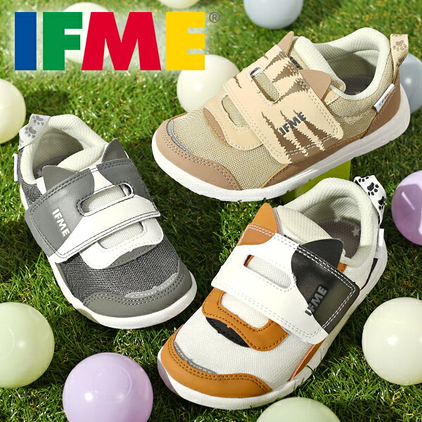乐天商城 - 2026春夏新作 送料無料 猫モチーフ イフミー 靴 キッズ スニーカー 子供 IFME いきもの ねこちゃんスニーカー 軽量 ベルクロ 男の子 女の子 保育園 幼稚園 小学校 通園 通学 20-6321 シューズ 靴