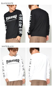 長袖 Tシャツ THRASHER スラッシャー メンズ ロゴ MAG MULTI SLEEVE LOGO L/S TEE ロゴTシャツ プリントTシャツ ロンT スケーター スケボー スノボ 2018秋冬新作 大きいサイズ