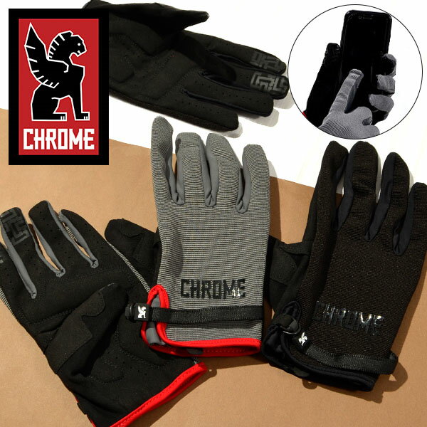 ゆうパケット発送！ 送料無料 グローブ CHROME クローム CYCLING GLOVES サイクリング グローブ 手袋 ピスト バイク スケボー メッセンジャー AC229GYBK AC229BK 15 off