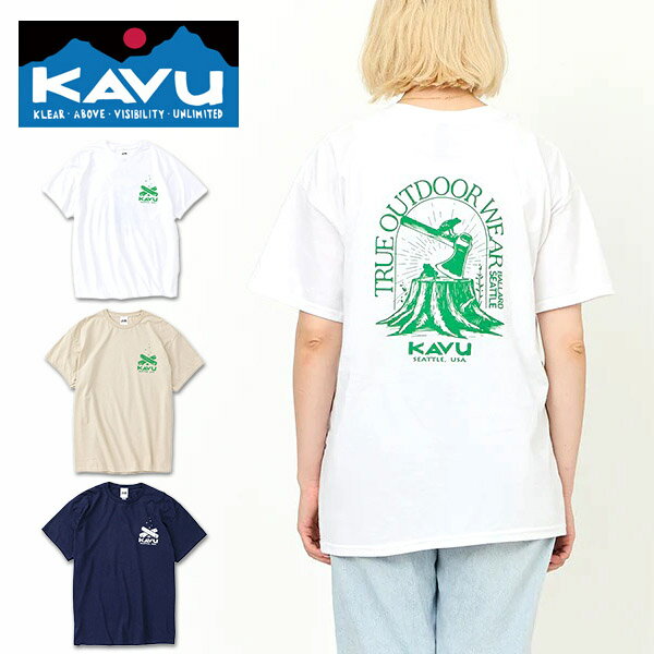 乐天商城 - 2026春夏新作 ネコポス発送！送料無料 KAVU カブー 半袖 Tシャツ メンズ レディース Stump Frog Tee スタンプ フロッグ Tシャツ アウトドア キャンプ
