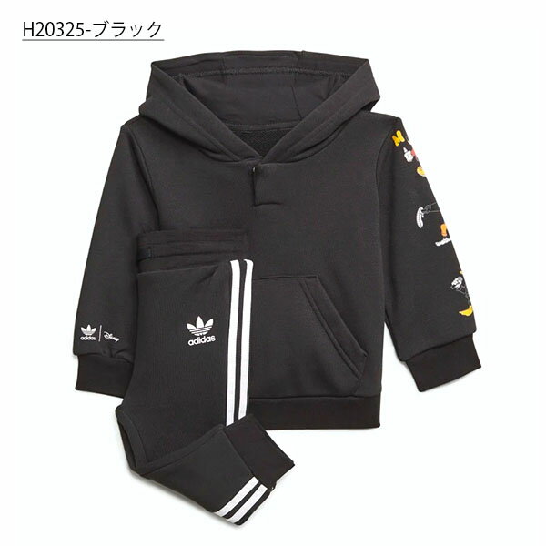 送料無料 アディダス キッズ ベビー スウェット パーカー 上下セット adidas HOODIE SET Disney ディズニー 裏毛 プルオーバー フーディ トレーナー 子供服 上下組 セットアップ 3本ライン ORIGINALS オリジナルス 2021秋新作 JJV45