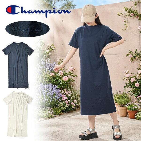樂天商城 - ネコポス発送！送料無料 チャンピオン レディース リラックスフィット 半袖 ワンピース Champion ONEPIECE DRESS ひざ下 膝下 2026春夏新作 CW-D313