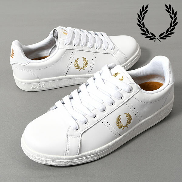 送料無料 フレッドペリー スニーカー FRED PERRY メンズ B71 LEATHER レザー 本革 天然皮革 ローカット レザースニーカー シューズ 靴 ホワイト/ゴールド 白 B6312 国内正規品