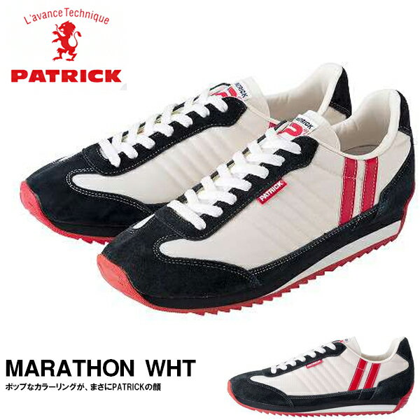 送料無料 スニーカー パトリック PATRICK メンズ レディース マラソン MARATHON WHT ホワイト シューズ 靴 ナイロン メッシュ ベロア レザー ローカットシューズ