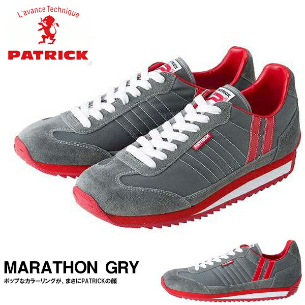 乐天商城 - 送料無料 スニーカー パトリック PATRICK メンズ レディース ユニセックス マラソン MARATHON GRY グレー ナイロン メッシュ ベロア レザー ローカット 日本製 定番 9624 シューズ 靴