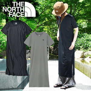 送料無料 ノースフェイス ワンピース レディース マキシ丈 半袖 スリット ポケット付き THE NORTH FACE S/S Onepiece Crew ショートスリーブ ワンピース クルー ブラック ベージュ 2023春夏新作 NTW32357